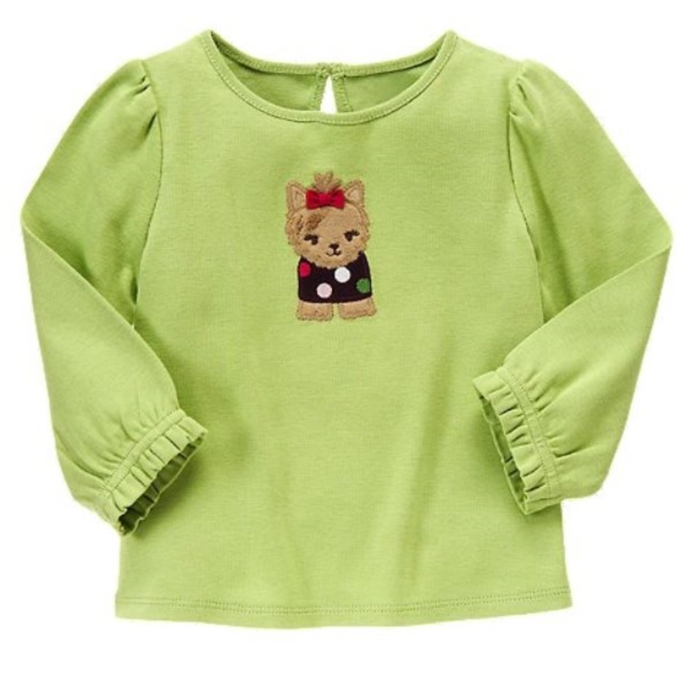 NWT Gymboree Sz.4T "PUPS & KISSES" Apple Green Top